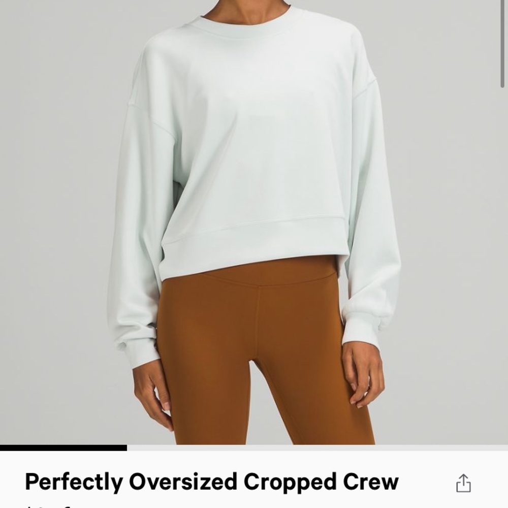 Lululemon perfectly oversized crop crew size 8 ocean air